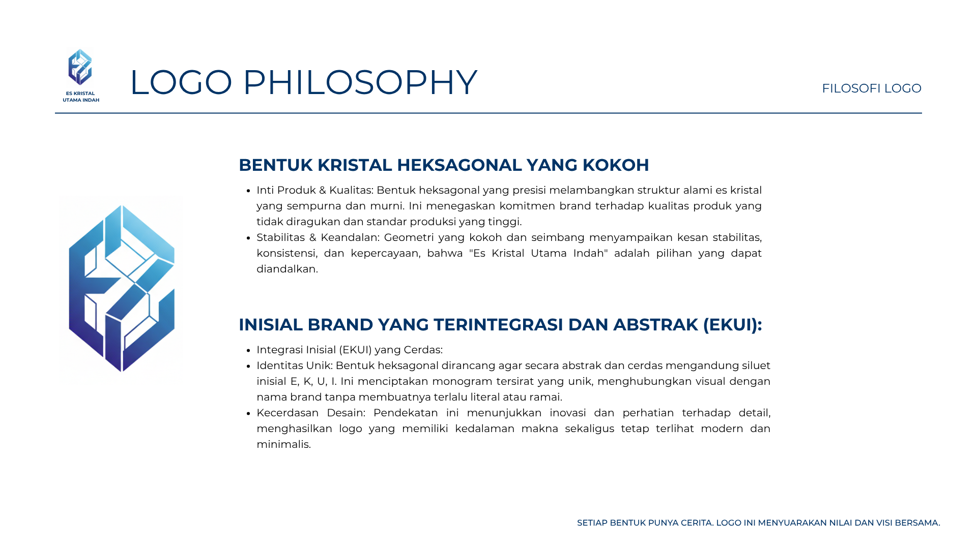 Logo Philosophy & Brand Guidelines - Es Kristal Utama Indah (EKUI)